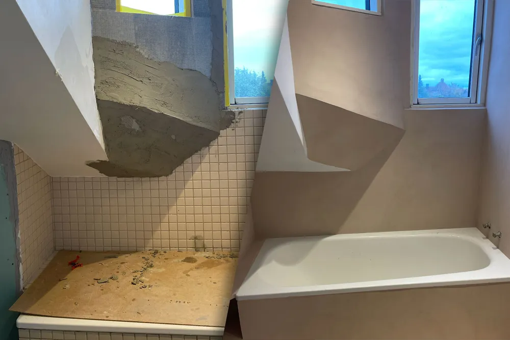 Kompliceret badeværelse lejlighed før efter